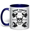 Чашка с цветной ручкой Best coach ever skull Глубокий темно-синий фото
