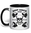 Чашка с цветной ручкой Best coach ever skull Черный фото