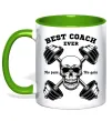 Чашка з кольоровою ручкою Best coach ever skull Лаймовий фото
