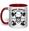 Чашка с цветной ручкой Best coach ever skull Красный фото