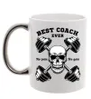 Чашка с цветной ручкой Best coach ever skull Серебро фото