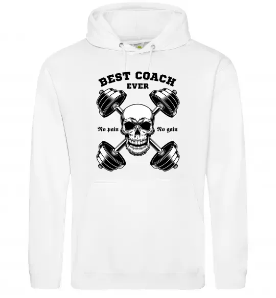 Чоловіча толстовка (худі) Best coach ever skull Білий фото