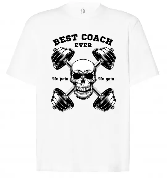 Футболка Оверсайз Best coach ever skull Белый фото