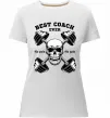 Жіноча преміум футболка Best coach ever skull Білий фото
