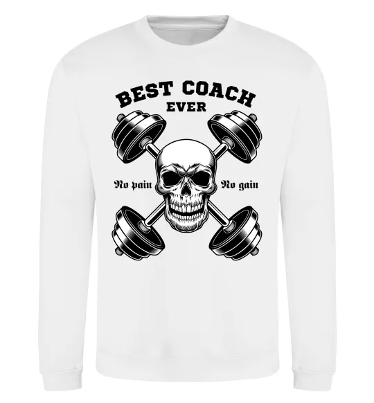 Свитшот Best coach ever skull Белый фото