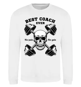 Свитшот Best coach ever skull Белый фото