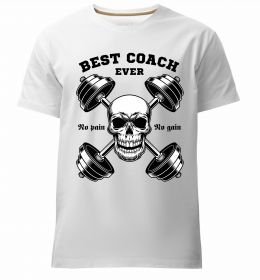 Мужская премиум футболка Best coach ever skull
