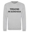 Світшот Треную як боженька Сірий меланж фото