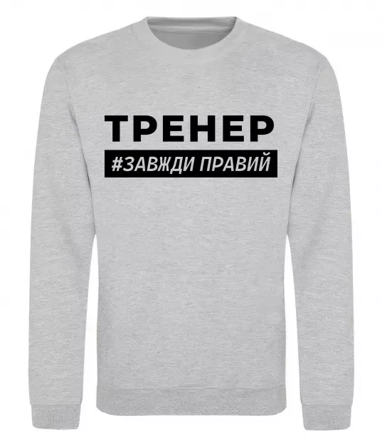 Свитшот Тренер завжди правий Серый меланж фото