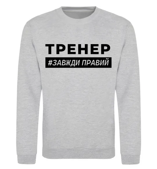 Світшот Тренер завжди правий Сірий меланж фото