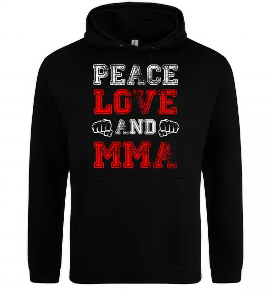 Женская толстовка (худи) Peace love and MMA Черный фото