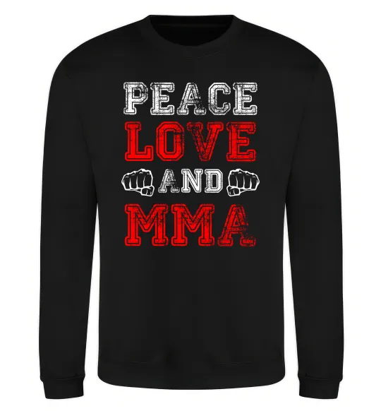 Світшот Peace love and MMA Чорний фото