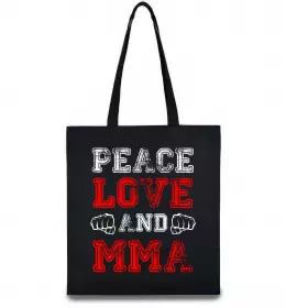 Еко-сумка Peace love and MMA Чорний фото