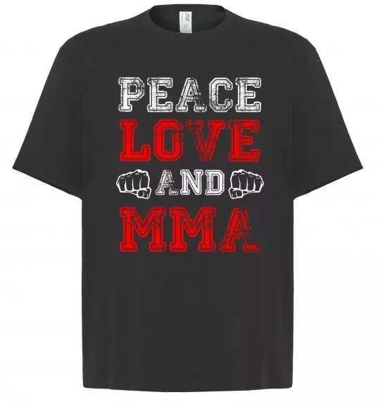 Футболка Оверсайз Peace love and MMA Черный фото