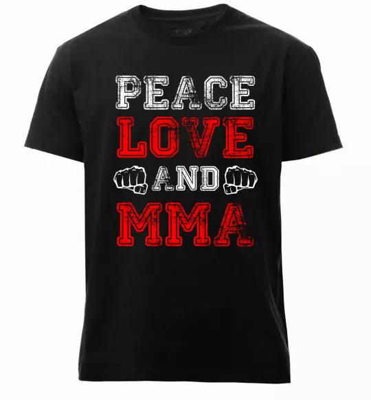 Чоловіча преміум футболка Peace love and MMA Чорний фото