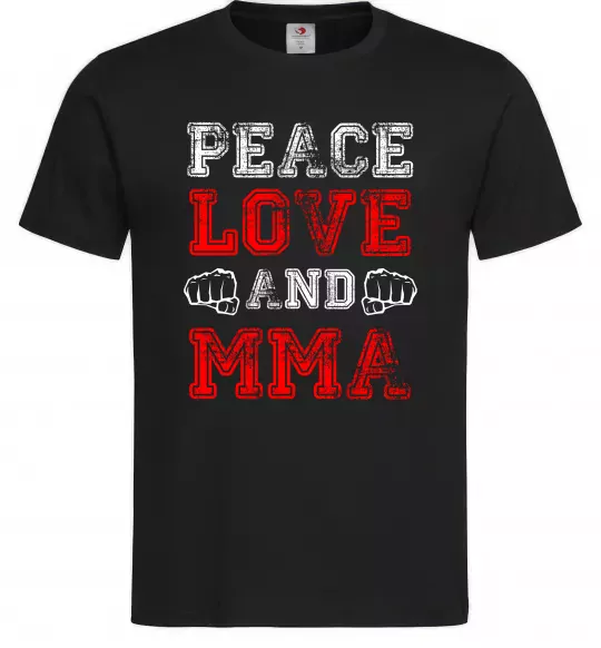 Мужская футболка Peace love and MMA Черный фото