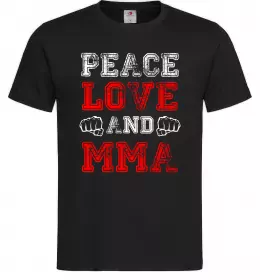 Чоловіча футболка Peace love and MMA Чорний фото