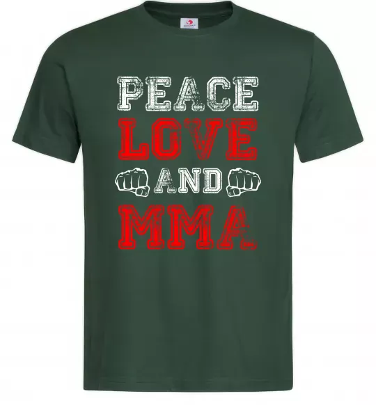 Мужская футболка Peace love and MMA Темно-зеленый фото