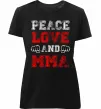 Жіноча преміум футболка Peace love and MMA Чорний фото