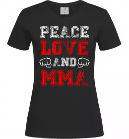 Женская футболка Peace love and MMA Черный фото