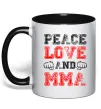 Чашка с цветной ручкой Peace love and MMA Черный фото