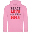 Мужская толстовка (худи) Peace love and MMA Розовый фото