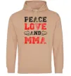 Мужская толстовка (худи) Peace love and MMA Песочный фото