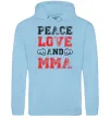 Мужская толстовка (худи) Peace love and MMA Голубой фото