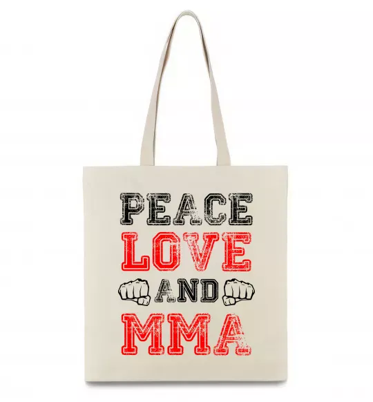 Еко-сумка Peace love and MMA Бежевий фото