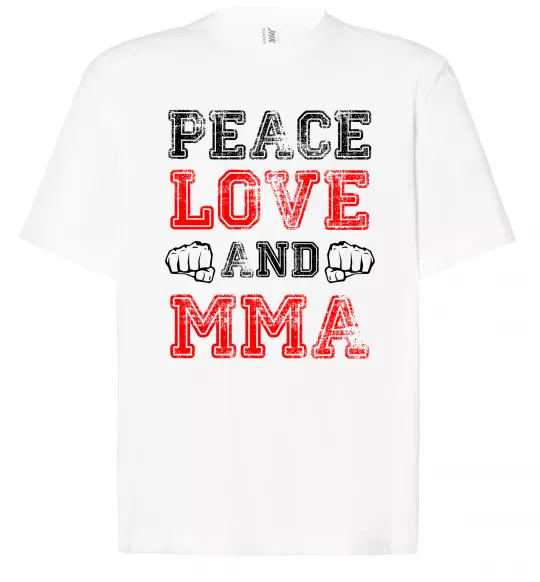 Футболка Оверсайз Peace love and MMA Белый фото