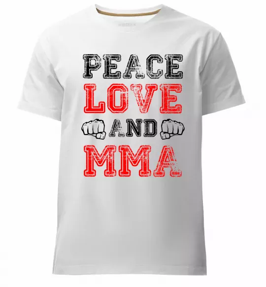 Чоловіча преміум футболка Peace love and MMA Білий фото