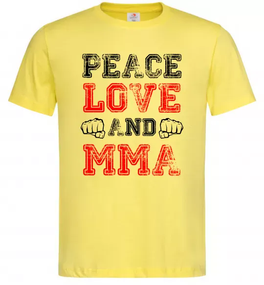 Мужская футболка Peace love and MMA Лимонный фото