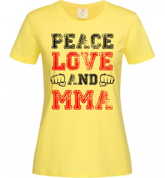 Женская футболка Peace love and MMA Лимонный фото