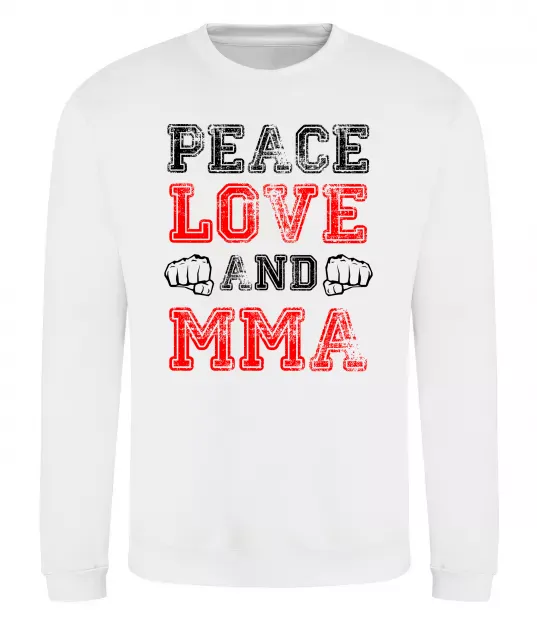Свитшот Peace love and MMA Белый фото