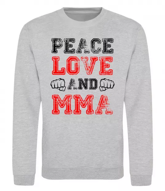 Свитшот Peace love and MMA Серый меланж фото