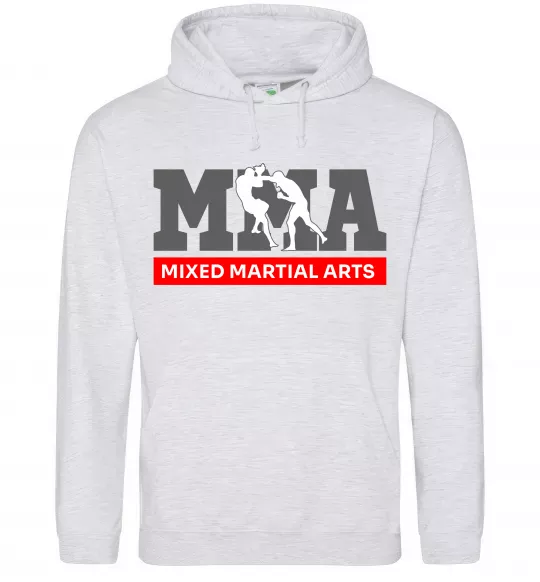 Мужская толстовка (худи) Mixed Martial Arts MMA Серый меланж фото