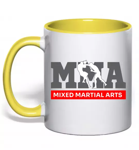 Чашка з кольоровою ручкою Mixed Martial Arts MMA Сонячно жовтий фото