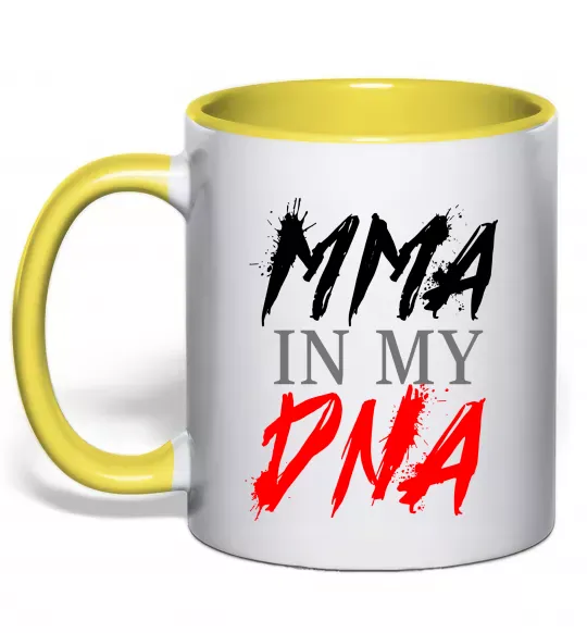 Чашка с цветной ручкой MMA in my DNA Солнечно желтый фото