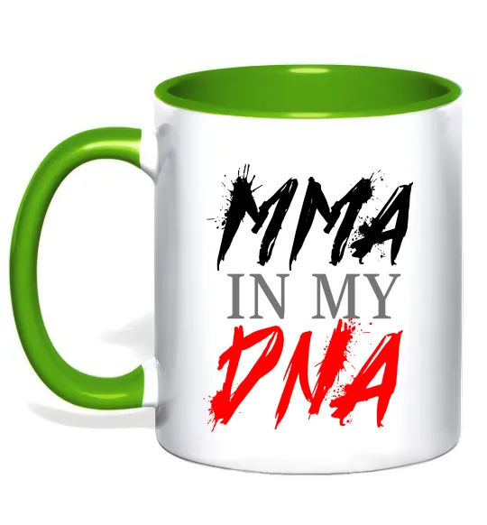 Чашка з кольоровою ручкою MMA in my DNA Лаймовий фото