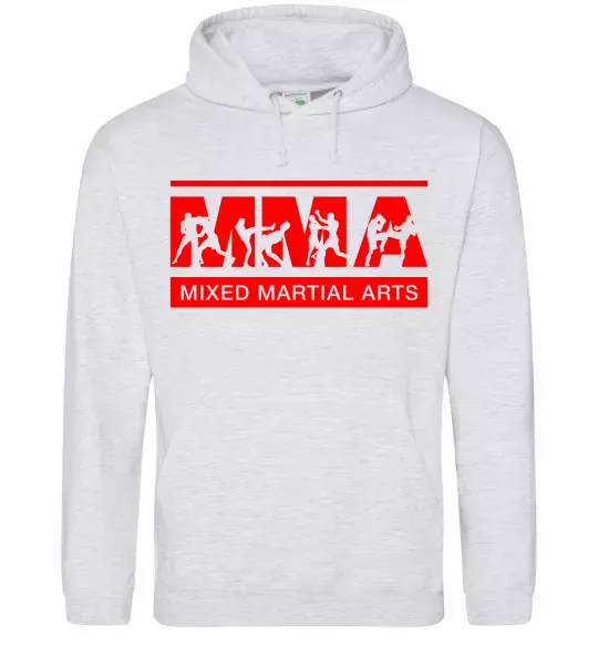 Мужская толстовка (худи) MMA борці Серый меланж фото