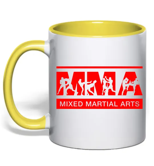 Чашка з кольоровою ручкою MMA борці Лимонний фото