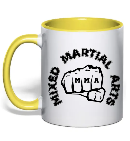 Чашка с цветной ручкой MMA Mixed Martial Arts Лимонный фото
