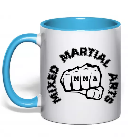 Чашка с цветной ручкой MMA Mixed Martial Arts Голубой фото