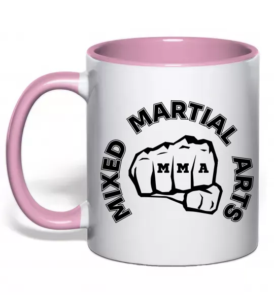 Чашка с цветной ручкой MMA Mixed Martial Arts Нежно розовый фото