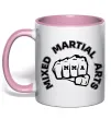 Чашка с цветной ручкой MMA Mixed Martial Arts Нежно розовый фото