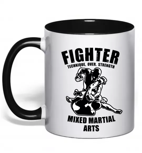 Чашка с цветной ручкой MMA fighter Черный фото