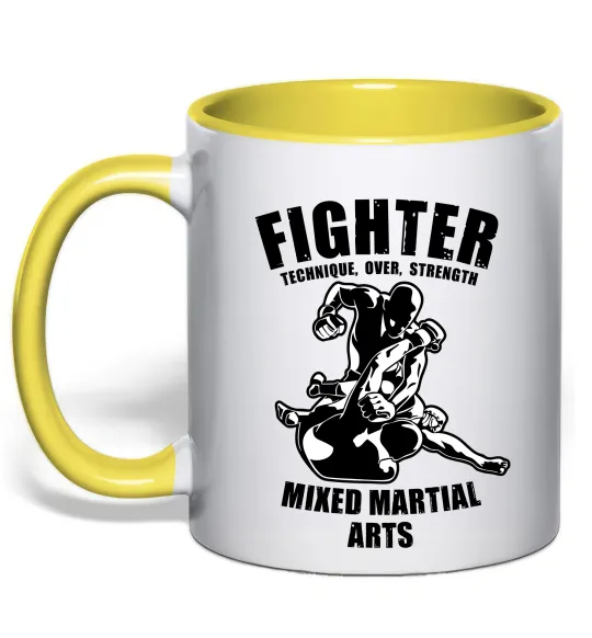 Чашка с цветной ручкой MMA fighter Лимонный фото