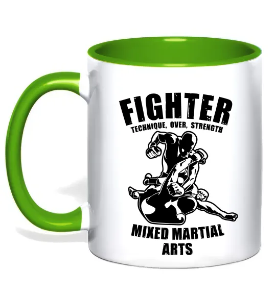 Чашка с цветной ручкой MMA fighter Лаймовый фото