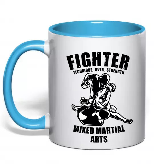 Чашка с цветной ручкой MMA fighter Голубой фото