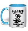 Чашка с цветной ручкой MMA fighter Голубой фото